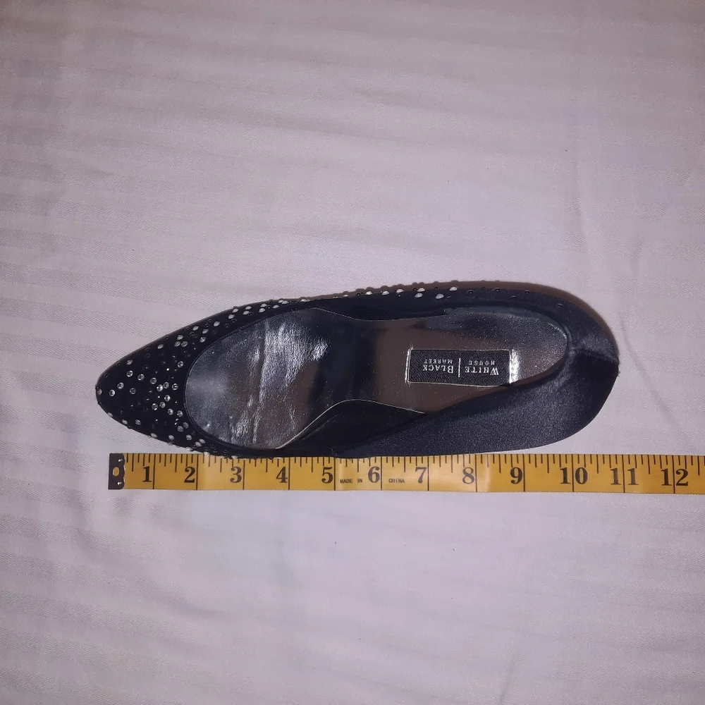 Black High Heel Pumps With Rhinestones Size 8